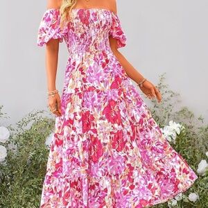 Vibrant floral midi/maxi dress like new wedding guest dress floral maxi